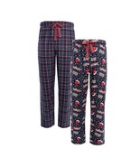 Fruit of the Loom Men&#39;s Holiday &amp; Plaid Soft Microfleece Pajama Pant Set... - £16.01 GBP