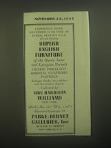 1945 Parke-Bernet Galleries Advertisement - Superb English Furniture - £15.01 GBP