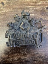 Vintage 1981 Solid Brass COUNTRY WESTERN Music Cowboy Rodeo Belt Buckle Bergamot - £23.11 GBP