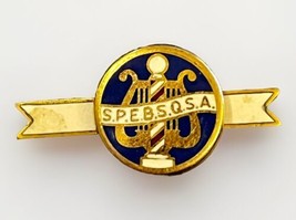 Vintage SPEBSQSA Musical Barbershop Quartet 10k Gold Filled Enamel Lapel... - $20.42