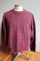 Vtg Northern Isles XL Maroon Red Wool Blend Knit Sweater Heather Cuffed USA - $21.81