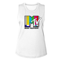 MTV Test Card Logo Women&#39;s Muscle Tank Top Static White Noise Color Chec... - $32.50+