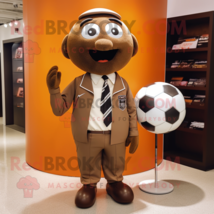 Brown Soccer Ball mascot costume character dressed with a Coat and Ties - £901.02 GBP