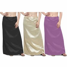Women Satin Petticoat Saree Satin Underskirt Free Size Black Beige Purpl... - $23.63
