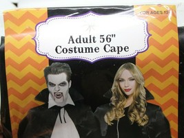 Halloween Vampire Cape  w Stand Up Collar Costume Magician Black 56&quot; Adult size - £6.88 GBP