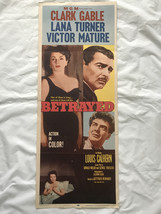 &quot;Betrayed&quot; 1954 Original Movie Poster First Issue 36x14 Clark Gable Lana Turner - £126.30 GBP