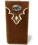 Western Genuine Leather Basketweave Praying Cowboy Metal Concho Mens Lon... - $41.15 CAD