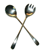 Silver Plated 9 inch Salad Serving Spoon and Spoon Fork - Made in ITALY - $12.38