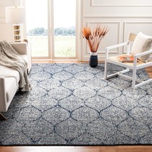 SAFAVIEH Madison Collection Area Rug - 8&#39; x 10&#39;, Navy &amp; Silver, Glam Ogee Trelli - £192.11 GBP