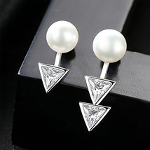 S925 Sterling Silver Pearl Earrings Set 3A Zircon Left And Right Dual-Use Earrin - £22.93 GBP