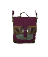 Fossil Quilted Fabric Embroidered Floral Leather Crossbody Bag Purple - $32.76