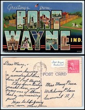 INDIANA Postcard - &quot;Large Letter&quot; Greetings From Fort Wayne S5 - £3.15 GBP