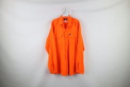 Vintage 90s Streetwear Mens 3XL Distressed Heavyweight Button Shirt Blaze Orange - £35.10 GBP