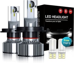 H4/9003 LED Headlight Bulb, 1+1 Upgrade High/Low Beam with 2Pcs T10,1200... - $22.24