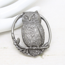 Vintage Signed Seagull Pewter Snowy Owl Bird BROOCH Pin Jewellery - £14.68 GBP