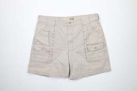 Vintage Cabelas Mens Size 38 Distressed Above Knee Cargo Shorts Beige Cotton - £35.00 GBP