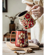 Vintage Floral Ceramic Mug  780ml Large Capacity - $37.62 CAD+