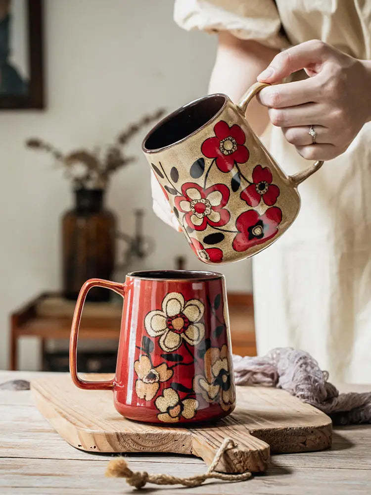 Vintage Floral Ceramic Mug  780ml Large Capacity - $26.99+