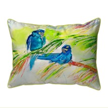 Betsy Drake Two Blue Parrots Small Indoor Outdoor Pillow 11x14 - £38.93 GBP