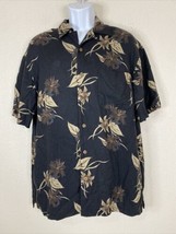 Havana Jacks Cafe Men Size M Black Floral Button Up Shirt Short Sleeve - £5.46 GBP