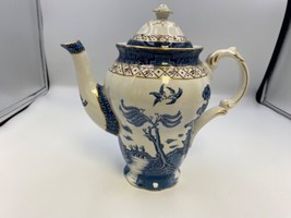 Booths REAL OLD WILLOW gold trim Coffeepot Made in England - $159.99