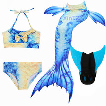 New arrive! Kids Mermaid Tail With Monofin Fancy Girls Swimsuit Bikini Costume - £26.36 GBP