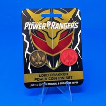 Mighty Morphin Power Rangers Lord Drakkon Power Coin Pin Set Green White Ranger - £30.56 GBP