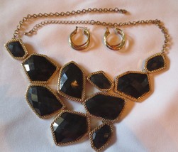 Vintage 1970&#39;s Runway Statement Necklace Dark Sapphire color with Earrings - $35.00