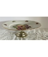 Vintage Fine Bohemian China Cake Stand 9.75&quot; Fruit Theme Made in Czechos... - $33.83 CAD