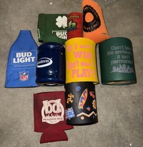 Can Cooler Insulators Lot Of 9 Koozies Bud Light, Kelloggs, Lottery - $174.15 MXN