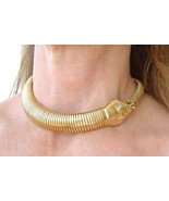 RETRO SNAKE with DIAMOND EYES 104gr 18K BRACELET or CHOKER NECKLACE 1940... - $10,760.31