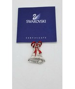 Swarovski Silver Tone Clear Crystals Red Enamel Bell Brooch - £20.48 GBP