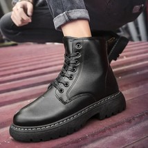 Autumn Winter Thick Base Cloth Mid-Top Boots Men British Trend Boots High-Top Ko - £52.14 GBP