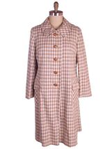 VTG 1970s Bromleigh Plaid Spring Coat Linen Silk Blend Gray Tan Sz L 44 ... - $94.00