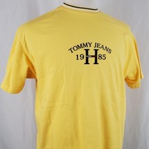 Vintage Tommy Hilfiger Jeans T-Shirt Medium Yellow Cotton Spell Out 90&#39;s... - £19.63 GBP