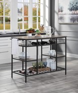 Rustic Oak Kitchen Island: Lona Black Finish - $276.99