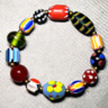 Vintage African Venetian Style Glass Beads Bracelet #BR6 - $25.80
