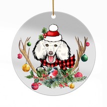 Cute English Bulldog Dog Antlers Reindeer Christmas Ornament Acrylic Gift Decor - £13.41 GBP