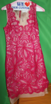 Trina Turk Pink Overlay On Beige Silk Organza Dress Size Women&#39;s 2 - £94.93 GBP
