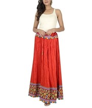 Damen Wickelrock Viskose Kutchi Bestickt Hem-39 &quot; Rot - Freie Größe bis Zu 44 &quot; - £27.49 GBP