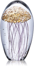 Qfkris Glass Jellyfish Hand Blown Crystal Art Figurine Home Decor Glass Paperwei - £17.24 GBP