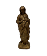 Vintage Sacred Heart of Jesus Statue Cast Metal  6” Jean-M. Bonnassieux ... - $29.99