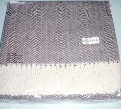 Sferra Celine Wine Cotton Throw Blanket Herringbone Weave Fringed 51x71" New - £58.27 GBP
