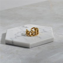 Peri&#39;sBox Gold Silver Color Chunky Chain Rings Link Twisted Geometric Rings for  - £7.69 GBP