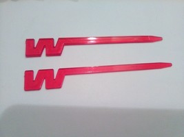 2 Western Airlines Swizzle Stick Drink Stirrer Plastic Translucent Red 1980s - £5.54 GBP