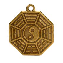 YIN YANG FENG SHUI CHARM 0.75" Metal Pendant Bagua Protection Good Luck ... - $4.95