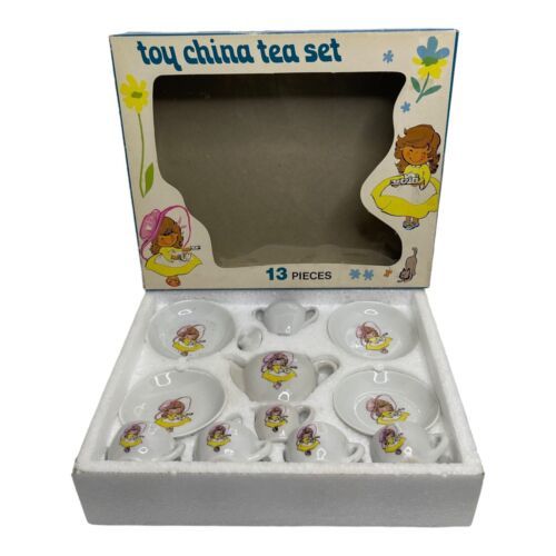 Primary image for VINTAGE  Toy China Tea Set Girl Yellow Dress Pink Hat Shoes FLAW READ