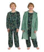 Lands&#39; End Boys Girls Pajama Top Bottoms Hooded Robe Green Multicolor Print - $789.53 MXN