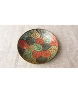 Brass &amp; Enamel Cloisonne Leaf Design Small Dish - $21.30
