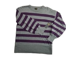 Vintage New LEE Crew Neck Sweater Womens L  Long Puff Sleeve Gray Purple... - £17.45 GBP